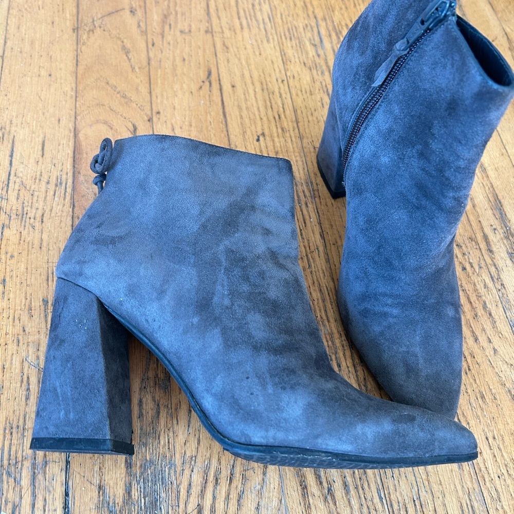 Stuart Weitzman Charcoal Suede Ankle Booties